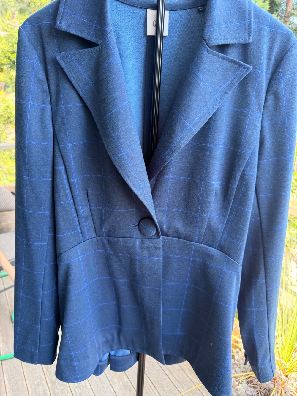 Cabi Blue Windowpane Tailored Blazer Jacket